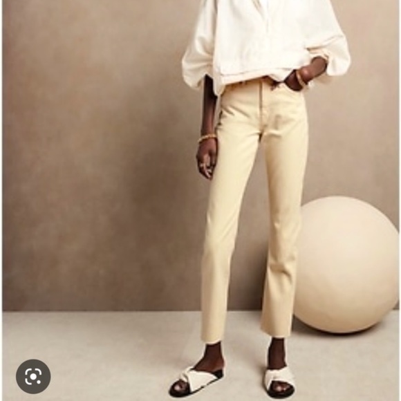 NWT Banana Republic High Rise Straight Ankle Jean Ecru - Picture 1 of 14